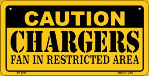 Smart Blonde MP-2547 7 x 4 in. Caution Chargers Fan Area Novelty Metal
