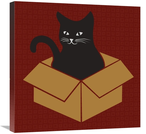 Global Gallery GCS-458110-2424-142 24 x 24 in. Cat in a Box - Red Art 