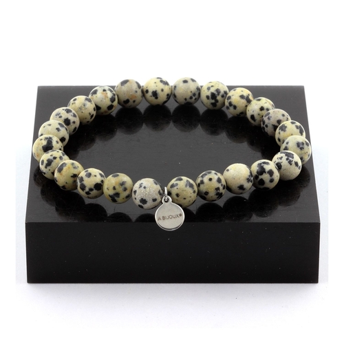 Dalmatian Jasper Bracelet 8 mm Beads.