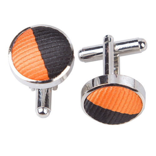 Striped Cufflinks - Orange & Black