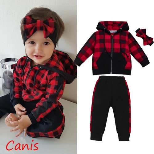 Pudcoco Autumn Newborn Kids Baby Girl Plaid Print