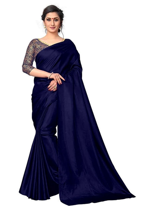 Generic Women's Zoya Silk Saree (Navy Blue, 5-6