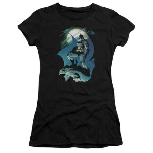 Trevco Batman-Glow Of The Moon - Short Sleeve Junior Sheer Tee - Black