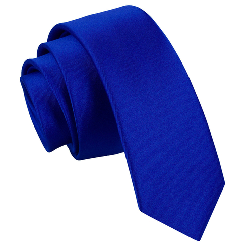 Plain Satin Skinny Tie - Royal Blue