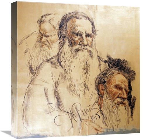 Global Gallery GCS-267153-22-142 22 in. Three Studies Leo Tolstoy Art 