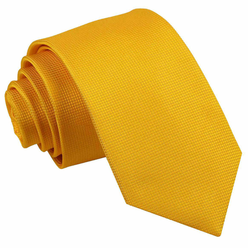 Solid Check Slim Tie - Sunflower Gold