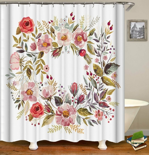 Circle Of Flowers Shower Curtain