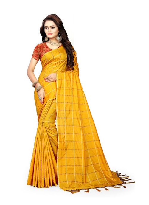 Mustrud Color Sana Checks  Saree