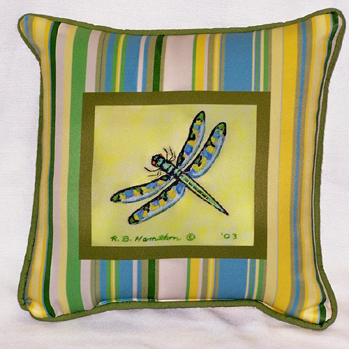 Betsy Drake SN087 Dragonfly Small Outdoor-Indoor Pillow 12"x12&qu