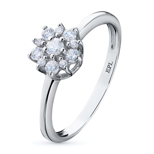 Sterling Silver Ring with 11 Round-Cut Lab-Created Diamonds 0.25 CT.TW