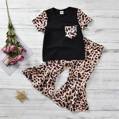 Toddler Kids Baby Girl Leopard Clothes T shirt Top