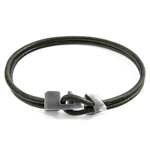 Racing Green Brixham Silver & Leather Bracelet