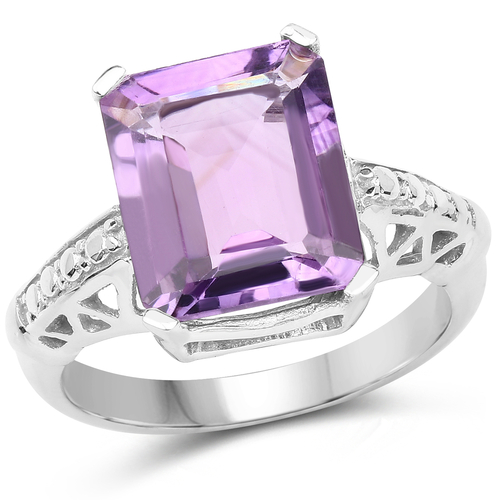 4.83 Carat Genuine Amethyst & White Topaz Brass Ring