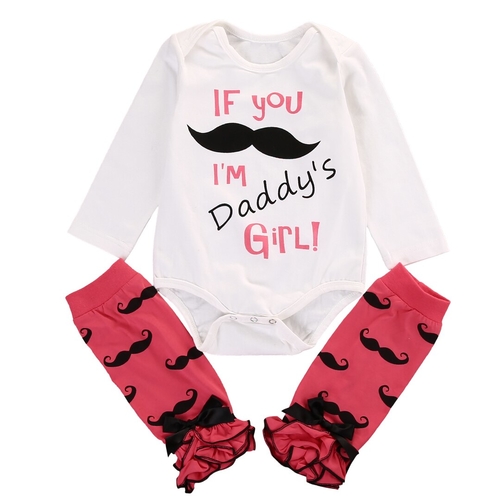 2pcs Toddler Kids Baby Girl Letter Mustache