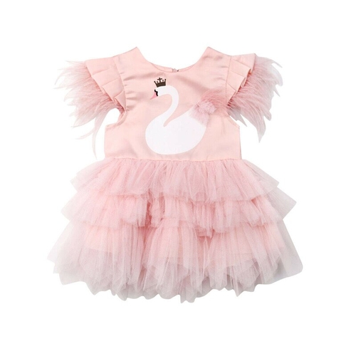 Newborn Kids Baby Girls Swan Party Pageant