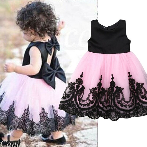 Kids Girl Big Bow Princess Dress Formal Sleeveless