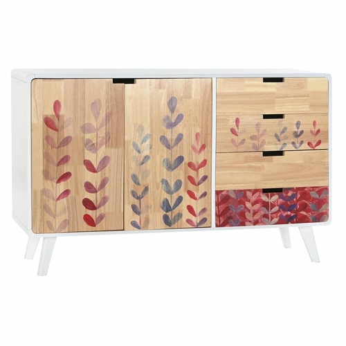 Sideboard DKD Home Decor   Natural Rubber wood White Maroon 120 x 30 x