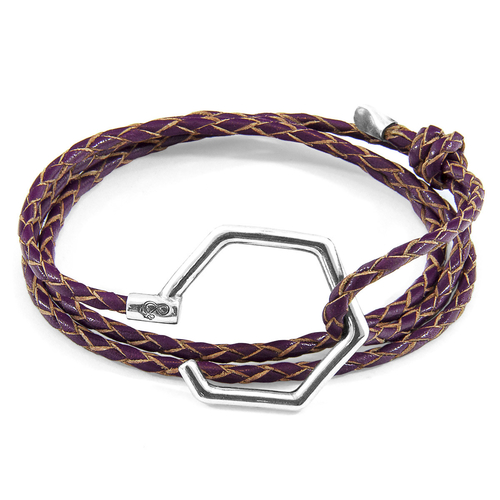 Deep Purple Storey Silver & Leather Bracelet