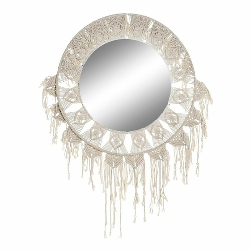 Wall mirror DKD Home Decor ES-171097 75 x 2 x 75 cm Wood White Macrame