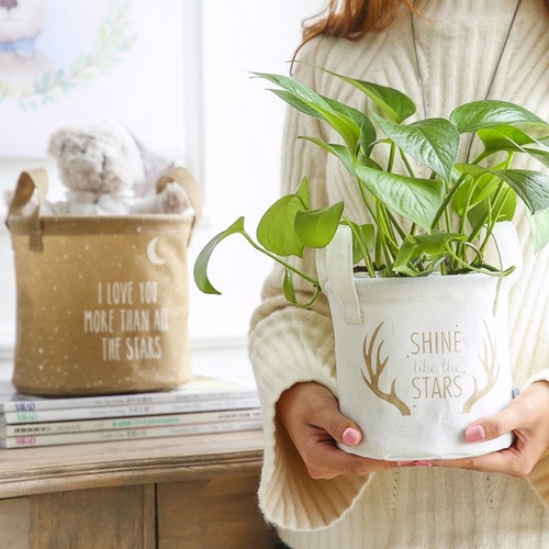 Storage Basket Home Organizer Zakka Lined