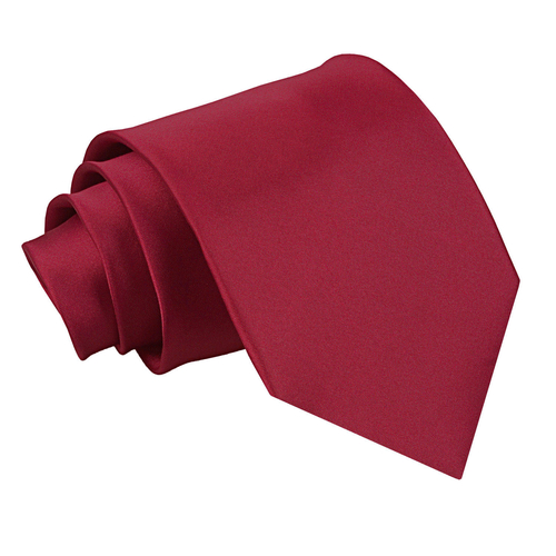 Plain Satin Extra Long Tie - Burgundy