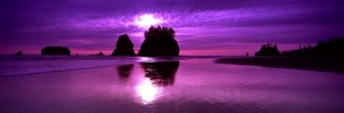 Panoramic Images PPI130970L Silhouette of sea stacks at sunset  Second
