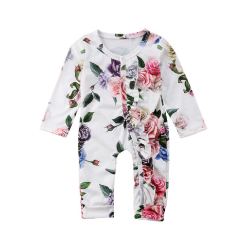 Sweet Newborn Baby Girls O-Neck Long Sleeve Flower