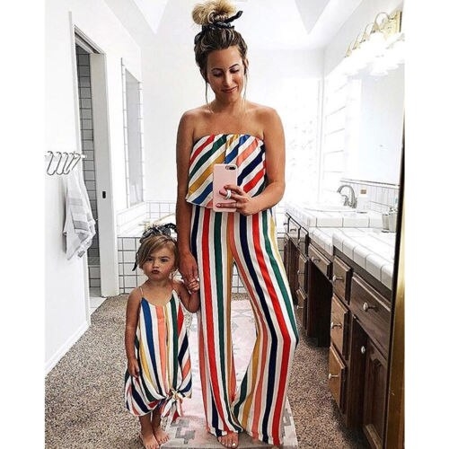 Casual Mother And Daughter Stripe Dress