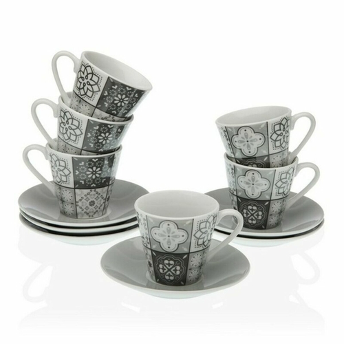 Set of Mugs with Saucers Versa Porcelain (6 Pieces) (5,8 x 6 x 5,8 cm)