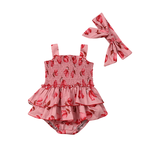 2PCS Newborn Infant Baby Girl Floral Jumpsuits