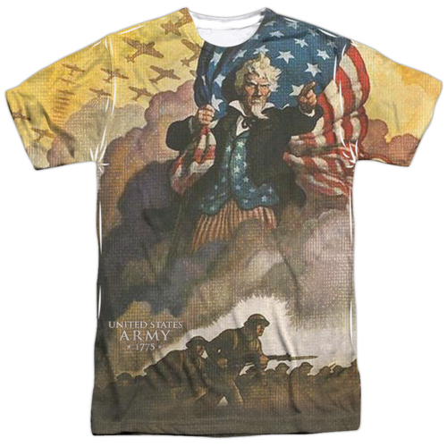 Army & Vintage Poster Front & Back Print-Short Sleeve Adult Poly Crew 