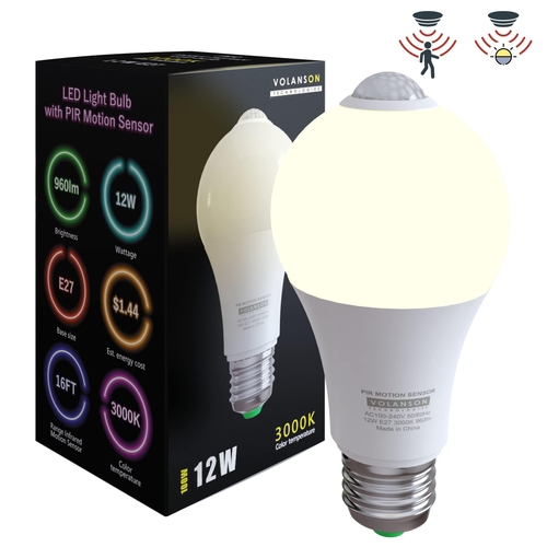 Motion Sensor Light Bulbs with Dusk to Dawn Sensor Indoor Motion