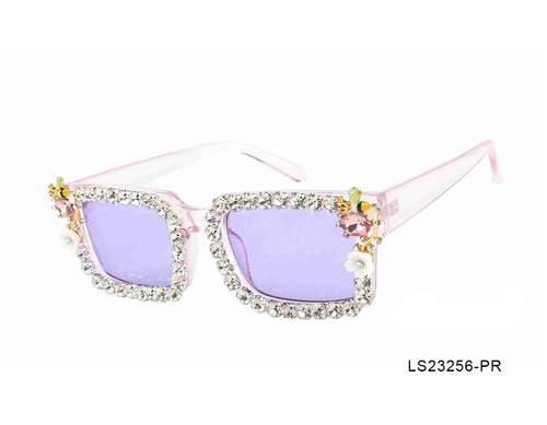 Square Purple with Rhinestones Woman Sunglasses-LS23256