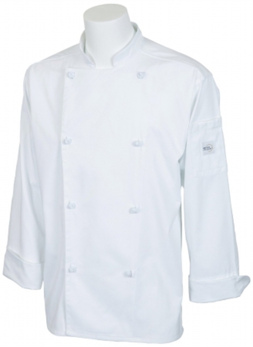 Mercer Tool M61020WH1X Genesis Unisex Chef Jacket With Cloth Knot Butt