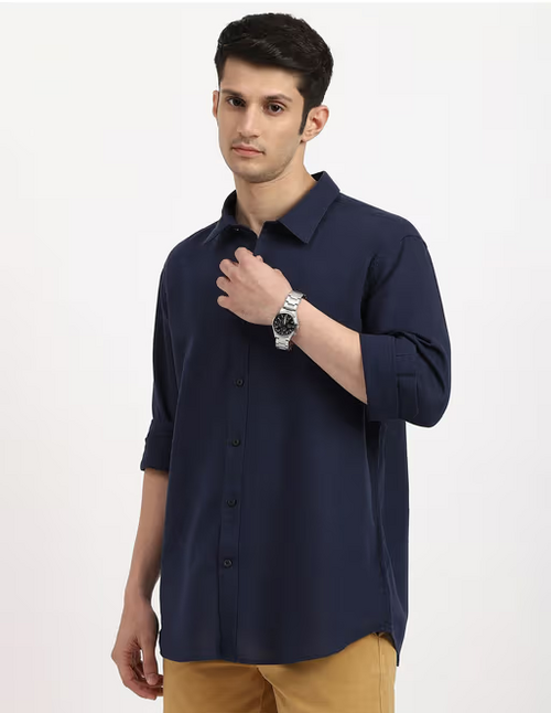 Men'S Full Sleeve Solid Cotton Blend Shirt For Men (Size-S)