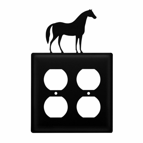 Wrought Iron Horse Double Outlet Cover