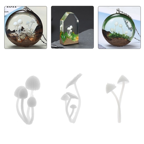 3pcs/set Mini Mushroom Model DIY Jewelry Making