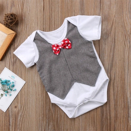 Newborn Toddler Baby Boy Bowtie Bodysuit Clothes