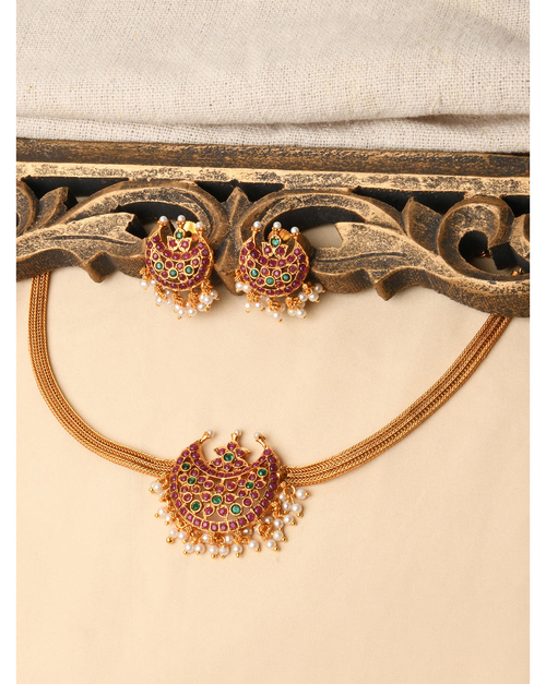 Ethnic Traditional Gold Plated Multicolour stone Studded Chand Jewelry
