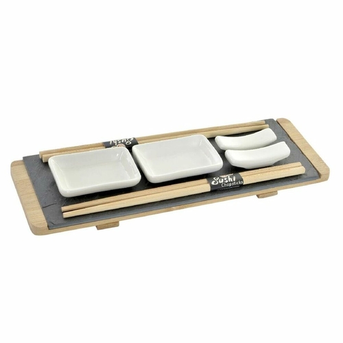 Sushi Set DKD Home Decor Brown Black Natural Bamboo Board 30 x 10 x