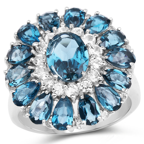 5.44 Carat Genuine London Blue Topaz & White Topaz .925 Sterling