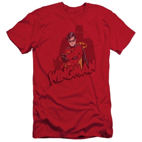 Trevco Batman-Wingman - Short Sleeve Adult 30-1 Tee - Red- Medium