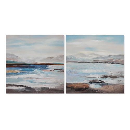 Painting DKD Home Decor 100 x 2,8 x 100 cm Beach (2 Units)