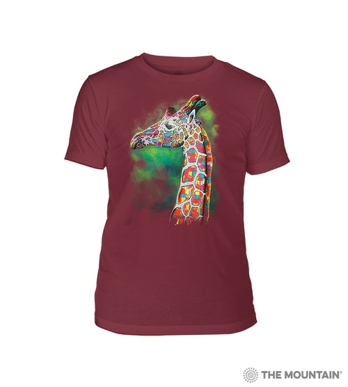 The Mountain 54649300982 Red Painted Giraffe Tri-Blends T-Shirt - Larg
