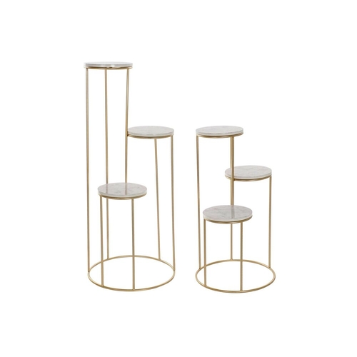 Side table DKD Home Decor Golden Metal MDF White (42 x 42 x 99 cm)