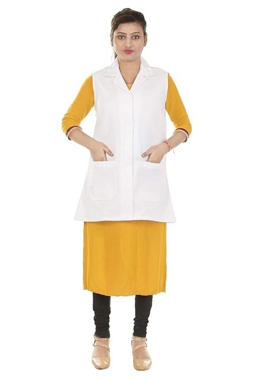 Sleeveless Lab Coat Surgical White Apron for Women (Size-L)