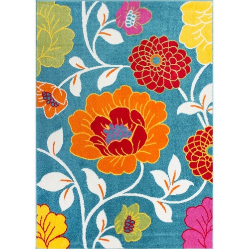 Well Woven 09265 Daisy Flowers Kids Rug, Blue - 5 x 7 ft.