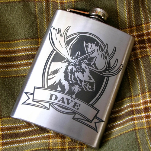 Personalized Moose Flask Birthday Present Gift Idea for Boyfriend