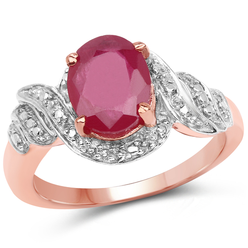 14K Rose Gold Plated 2.30 Carat Genuine Glass Filled Ruby .925