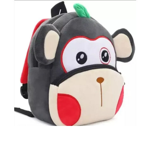 Grey High Quality 3D Monkey Kids Bag Cute Small Soft Plush Velvet